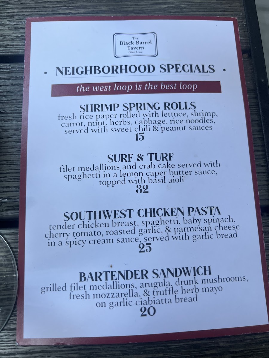 Black Barrel Tavern Menu - Image 3